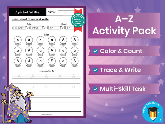 Alphabet Globes | A–Z Activity Pack for Tracing, Writing & Counting