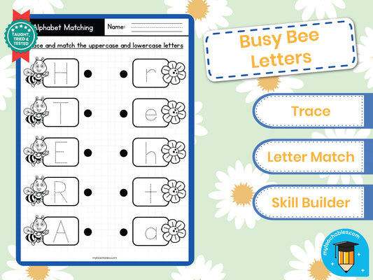 Busy Bee Letter Match | Uppercase & Lowercase Trace A–Z