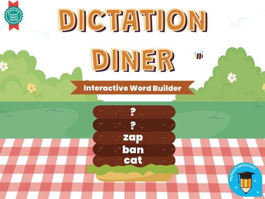 Dictation Diner Word Builder | CVC Spelling Practice (Short Vowels)