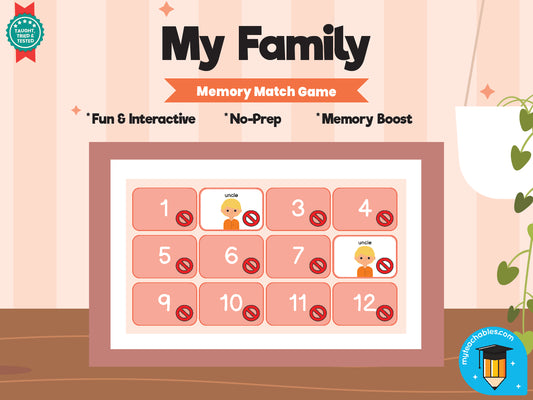 My Family Memory Match | Digital ESL Vocabulary Game