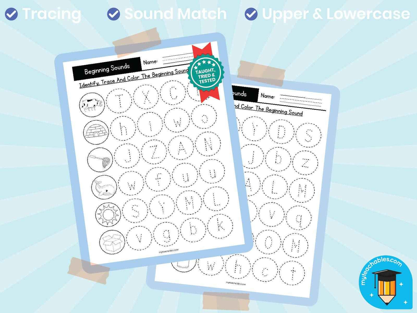 Phonics Beginning Sounds Activity A–Z | Trace & Color Phonics Activity