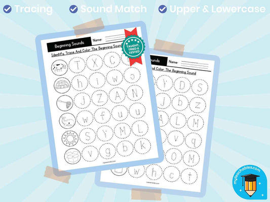 Phonics Beginning Sounds Activity A–Z | Trace & Color Phonics Activity