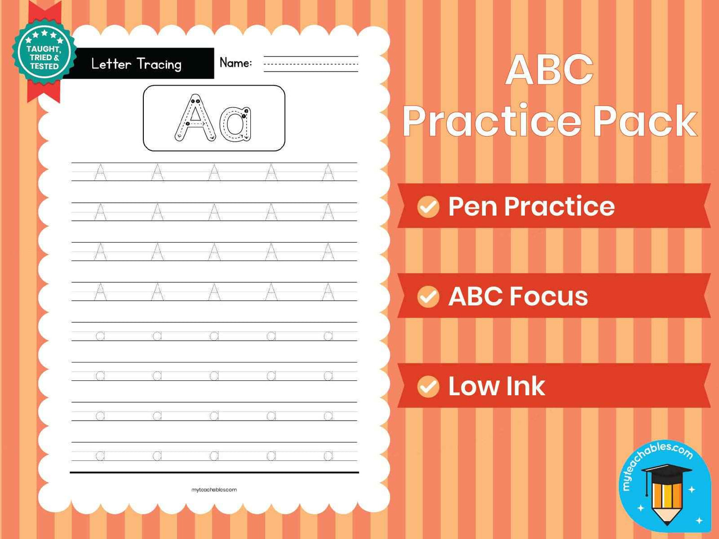 Alphabet Handwriting Worksheets A–Z | Upper & Lowercase Tracing Pack