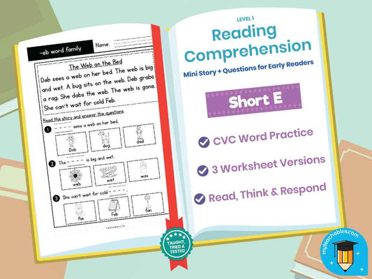 CVC Short E Word Families | Reading Comprehension Bundle