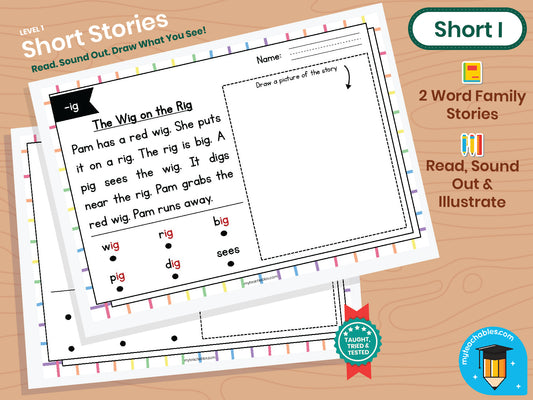 Phonics Story Sketch Pack – Short I | CVC Word Families