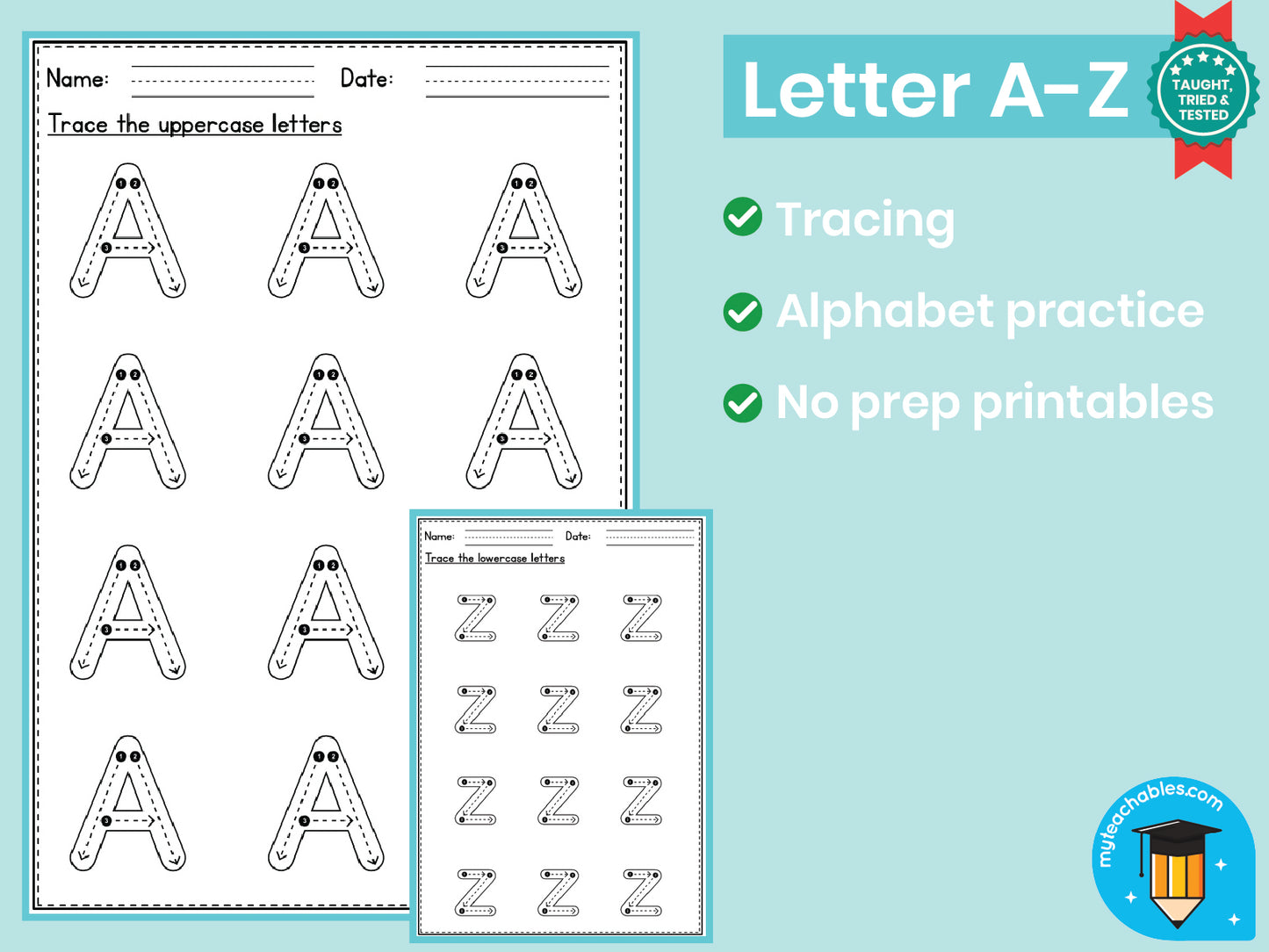 Alphabet Tracing A–Z | Large Print Pen Control Worksheets